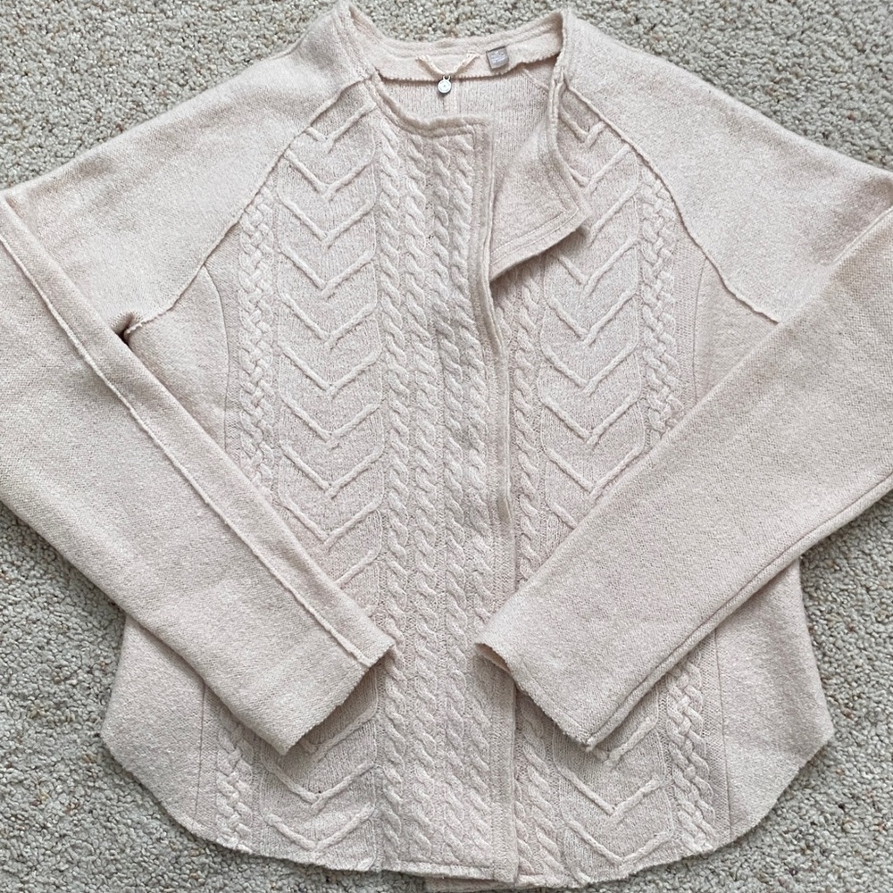 Knitted & Knotted Blush Zip-Up Wool Cardigan. Size M.